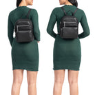 schwarzer eleganter klassischer Lederrucksack Damen klein