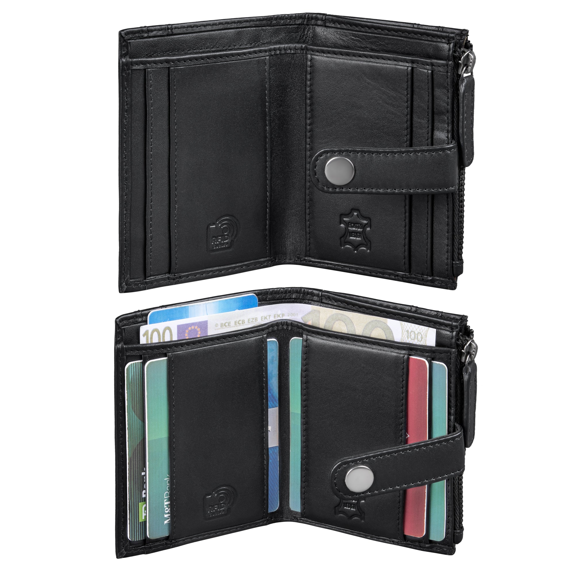 Leder Portemonnaie Damen schwarz