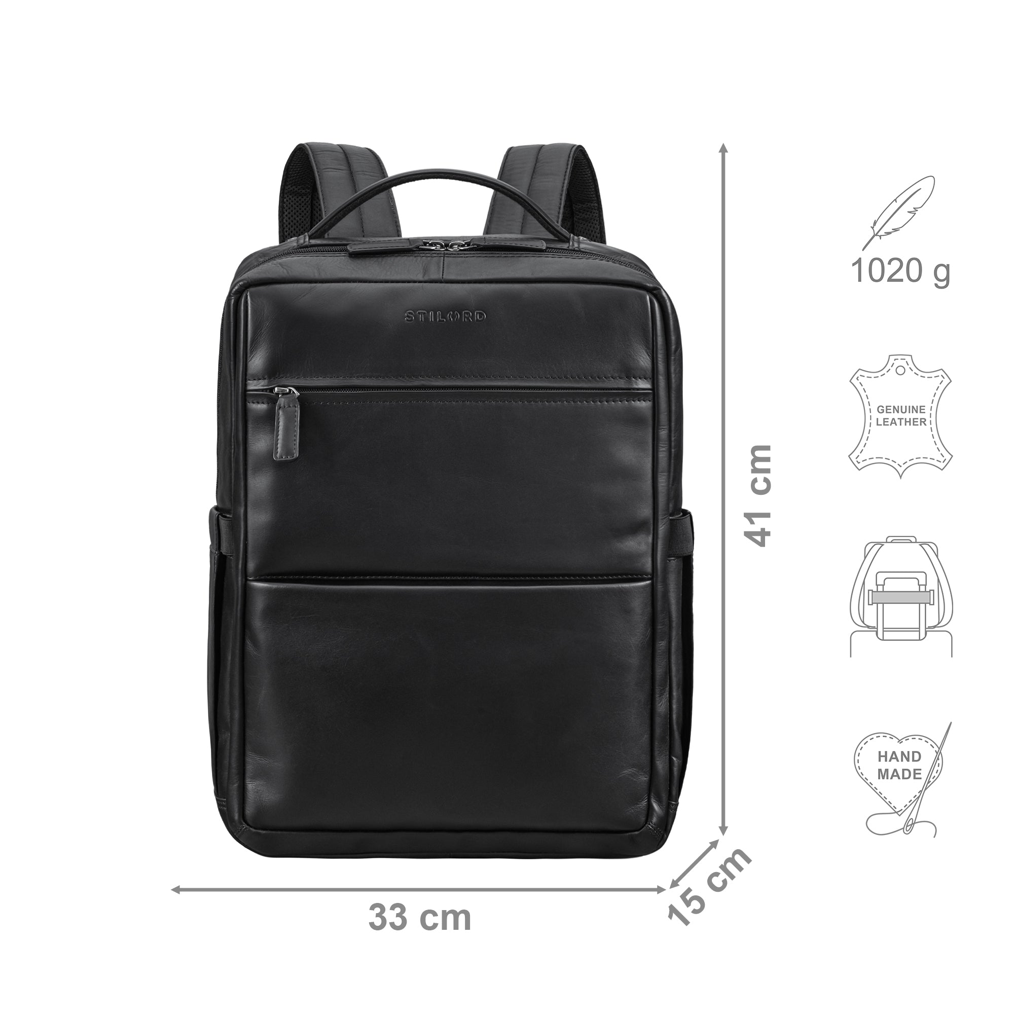 Leder Businessrucksack Herren schwarz