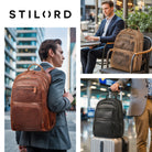 echtleder rucksack mit rückenbelüftung braun