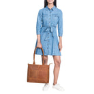 Ledertasche Damen Echtleder Braun Groß