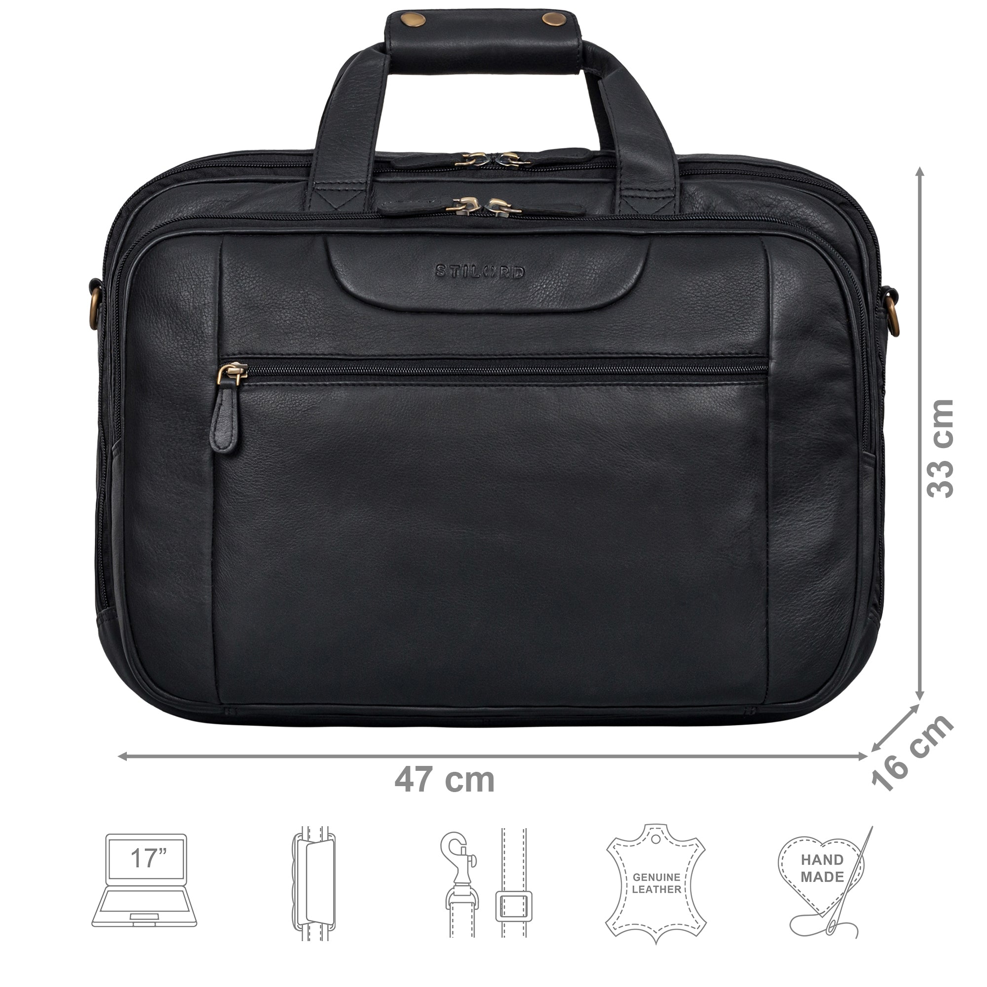 Moderne Aktentasche Leder schwarz