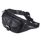 schwarze Leder Gürteltasche für Damen Herren Ausflug