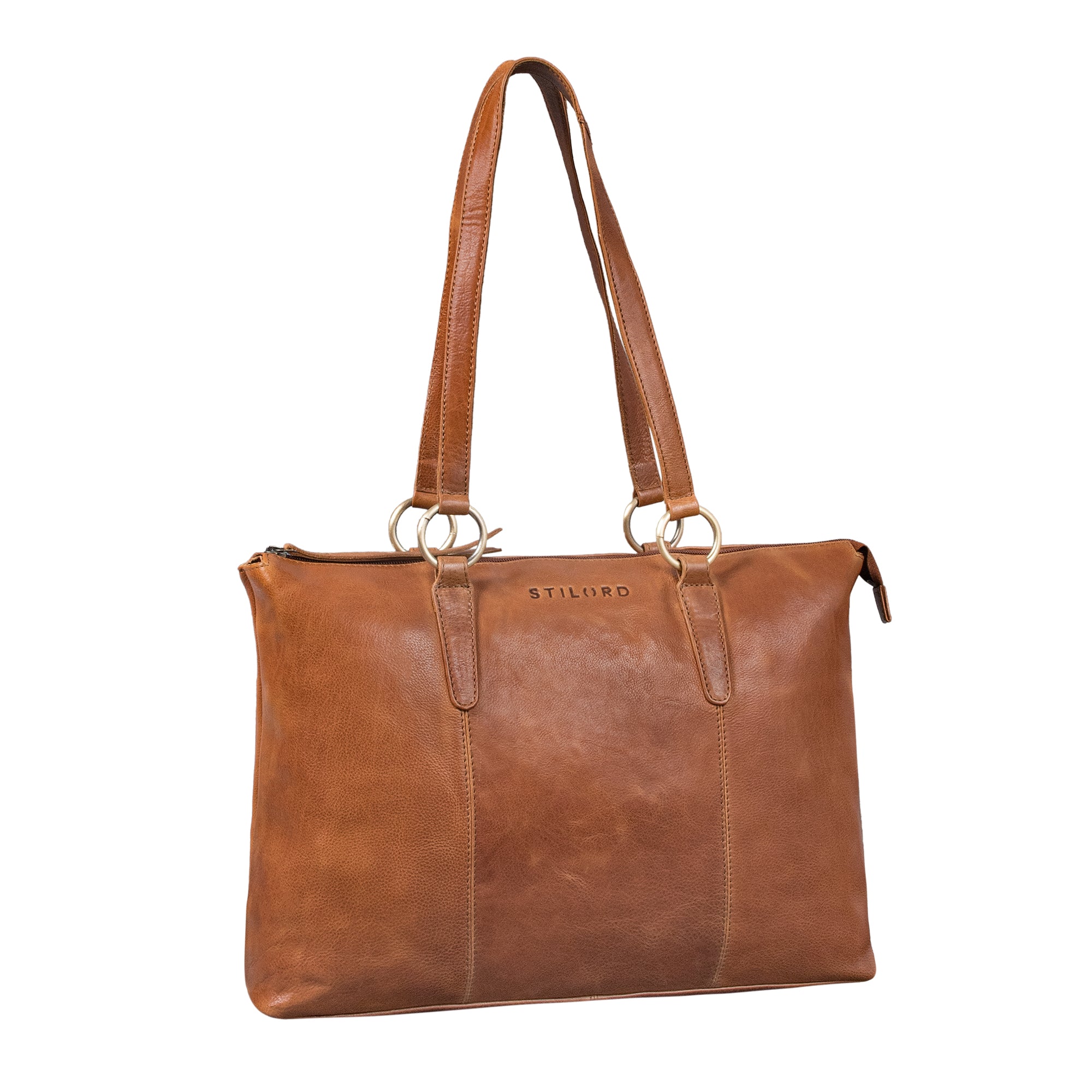 shopper tasche echt leder damen 16 zoll texas braun  