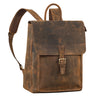 Großer Vintage Echt Lederrucksack Damen mit vielen Fächern und Laptopfach 15.6 Zoll braun 